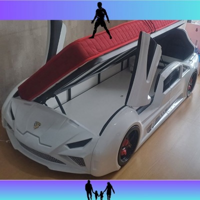 Yandan Açılır Bazalı Lamborgini Karyola Beyaz