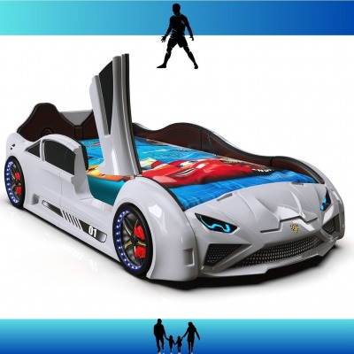Lamborgini Kapılı Arabalı Karyola Beyaz