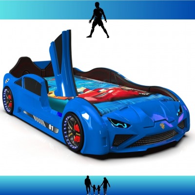 Lamborgini Kapılı Arabalı Karyola Mavi