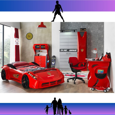 Titi Garage Araba Yataklı Çocuk Odası Kırmızı