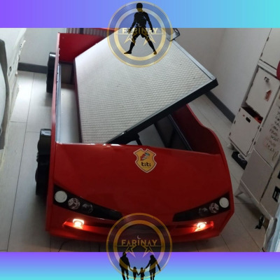 Yandan Açılır Bazalı Woody Arabalı Karyola Kırmızı 