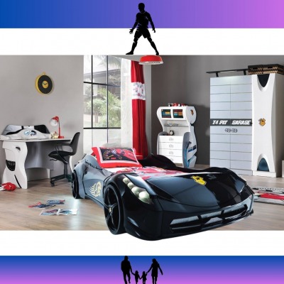 Garage Araba Yataklı Çocuk Odası Siyah