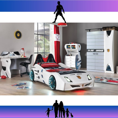 Garage Ledli Araba Yatak Modelli Çocuk Odası