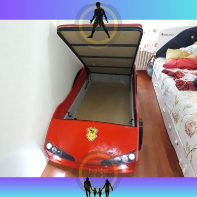 Bazalı Woody Arabalı Karyola Kırmızı