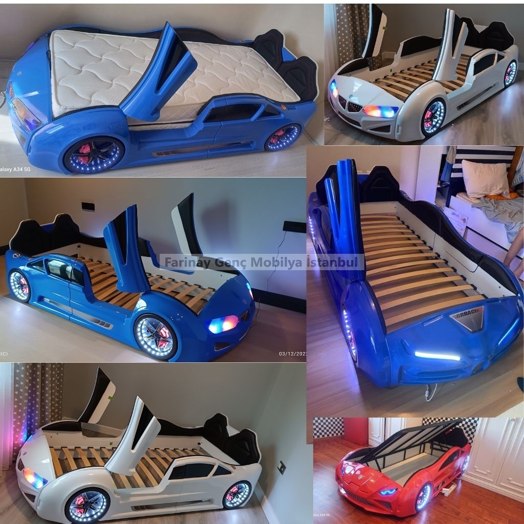 Kapılı,%20Deri%20Döşemeli%20BMW%20İ8%20Kırmızı%20Arabalı%20Karyola